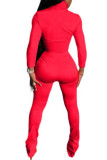 Red Fashion Casual adulto Signora Patchwork a righe Abiti a due pezzi Maniche lunghe dritte Due pezzi