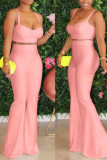 Pink Street Solid Straight Sleeveless Two Pieces