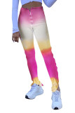 Pantaloni a matita con stampa alta con cerniera multicolore