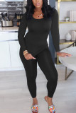 Черный молочный шелк Модные повседневные взрослые мэм однотонные костюмы из двух предметов карандаш с длинным рукавом из двух предметов