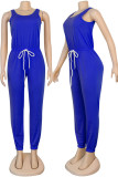 Blue Sexy Solid Sleeveless O Neck Jumpsuits