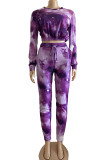 Multi-color Fashion Casual adult Ma'am Print Two Piece Suits pencil Long Sleeve Two Pieces