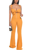 Jaune Fashion Sexy adulte Ma'am Solid Two Piece Suits Loose Sleeveless Two Pieces