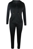 Black Sexy Solid Patchwork Straight Long Sleeve