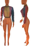 colour zipper Gradient Pure Long Sleeve Outerwear