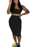 Black Active Casual Wrapped chest Solid Plus Size