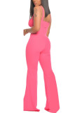 Pink Fashion Sexy adulte Ma'am Solid Two Piece Suits Loose Sleeveless Two Pieces