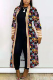 Cardigan à motifs décoratifs Imprimé léopard Imprimé camouflage Lèvres Imprimé Manches longues Vêtements d'extérieur