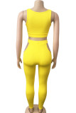 Желтый молочный шелк, модный сексуальный взрослый мэм, пэчворк, однотонный костюм из двух предметов, карандаш, без рукавов, из двух предметов