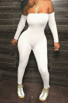 Weiße sexy Langarm-Jumpsuits