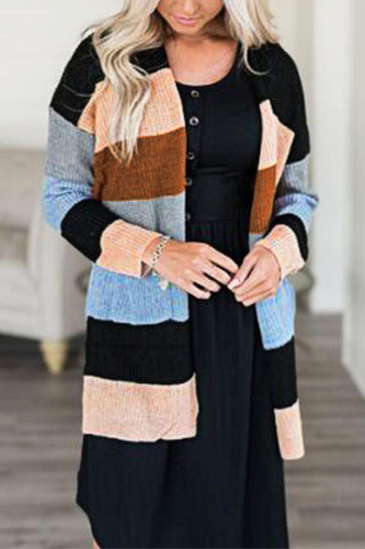 Black cardigan Patchwork Others Long Sleeve Outerwear