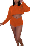 Оранжевый модный повседневный костюм из двух предметов для взрослых, мэм, однотонный костюм-карандаш с длинными рукавами из двух предметов