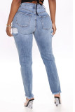 Blue Broken For Women Holes Distressed Ripped Denim Jeans