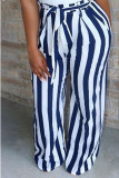 Red Drawstring Mid Striped Loose Pants Bottoms