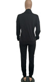 アーミーグリーン ベネチアン ファッション 大人 欧米 マダム プリント ツーピース スーツ ストレート 長袖 二点