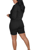 黒のファッションセクシーな大人の奥様パッチワーク固体ツーピーススーツストレート長袖ツーピース