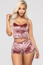 Pink Sexy Solid Two Piece Suits Straight Sleeveless