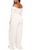White Fashion adult Ma'am Lightly cooked Patchwork Solid Two Piece Suits Straight Long Sleeve Two Pieces