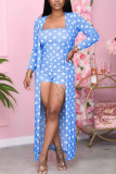 Blue Fashion Sexy adult Ma'am Dot Two Piece Suits Straight Long Sleeve Two Pieces