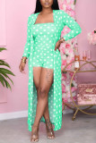 Green Fashion Sexy adult Ma'am Dot Two Piece Suits Straight Long Sleeve Two Pieces