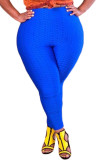 Azul Moda Casual Adulto Senhora Sólido Plus Size