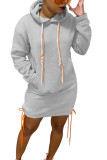 Orange Fashion adult Ma'am Street Cap Sleeve Long Sleeves Hooded Step Skirt skirt Solid Dresses