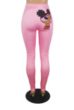 Black Elastic Fly Mid Print pencil Pants Bottoms