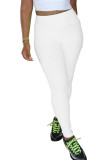White Elastic Fly High Solid pencil Pants Bottoms