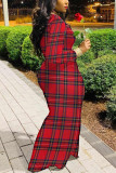 Красные модные платья для взрослых Ma'am OL с длинными рукавами и круглым вырезом Swagger длиной до пола с принтом