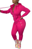 Pink Fashion adult Ma'am Street Solid Two Piece Suits pencil Long Sleeve Two Pieces