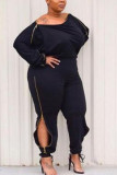 Темно-синий модный сексуальный взрослый мэм с круглым вырезом в стиле пэчворк с однотонным шитьем размера плюс