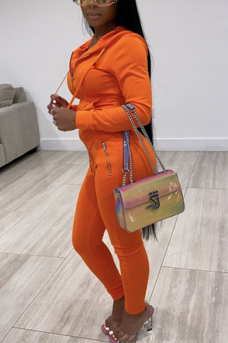 Orange Fashion Erwachsene Ma'am Street Solid Zweiteiler Bleistift Langarm Zweiteiler