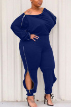 Синий Модный сексуальный взрослый мэм с круглым вырезом, лоскутное шитье, большие размеры