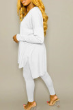 Blanc mode adulte madame rue solide deux pièces costumes crayon à manches longues deux pièces