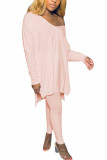Weiße Mode für Erwachsene, Ma'am Street, einfarbig, zweiteilige Anzüge, Bleistift-Langarm-Zweiteiler