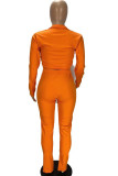 Orange Mode Casual vuxen fru Solida tvådelade kostymer Rak långärmad tvådelad