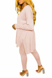 Серые модные однотонные костюмы для взрослых Ma'am Street из двух предметов-карандаш с длинными рукавами из двух частей