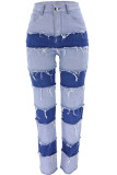 Jeans Patchwork Azul Escuro