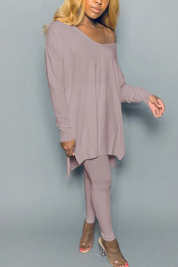 Graue Mode für Erwachsene, Ma'am Street, einfarbig, zweiteilige Anzüge, Bleistift, langärmlig, zweiteilig