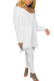 ホワイトファッション大人マアムストリート固体ツーピーススーツペンシル長袖ツーピース