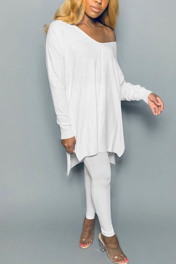 Белые модные однотонные костюмы для взрослых Ma'am Street из двух предметов-карандаш с длинными рукавами из двух частей