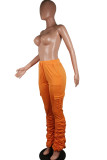 Orange vénitien Elastic Fly Mid Solid Pocket crayon Pantalon Bas