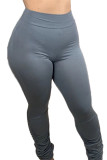 Parte inferior de pantalones con corte de bota de color liso medio con bragueta elástica gris