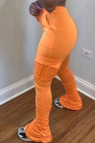 Orange vénitien Elastic Fly Mid Solid Pocket crayon Pantalon Bas