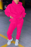 ピンク スポーツウェア ナイロン ソリッド ポケット フード付き 襟 長袖 レギュラー スリーブ XNUMX ピース