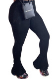 Pantaloni casual per adulti con taglio a stivaletto in tinta unita grigio scuro