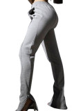Pantalones con corte de bota con abertura sólida para adulto de Grey Fashion Street