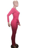 Blue Sexy street Solid Long Sleeve O Neck Jumpsuits