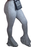 Pantalones de corte de bota sólidos para adultos casuales de moda gris oscuro