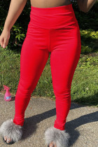 Красные модные повседневные однотонные обтягивающие брюки для взрослых